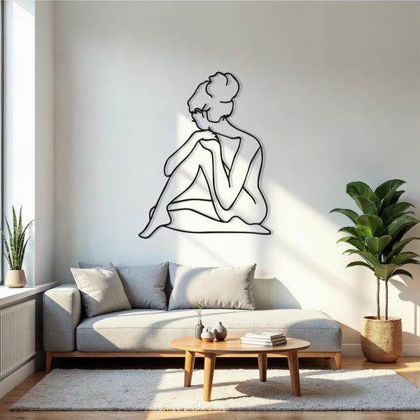 Lineart Woman Back Metal Wall Decor, Line Art Metal Wall Decor, indoor Outdoor Decor