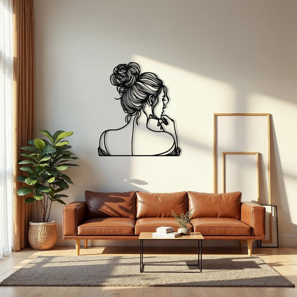 Girl Lineart Metal Wall Decor, Line Art Girl Back Metal Wall Decor, indoor Outdoor Decor