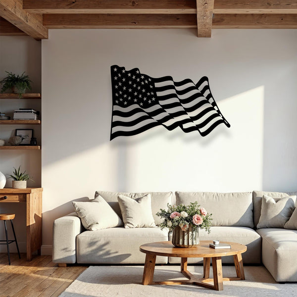 American Flag Metal Wall Art, Flag Metal Wall Art, Livingroom Wall Decor, Metal Line Art, Bedroom Wall Decor, Wall Sculpture