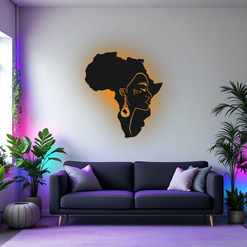 Africa Woman Metal Wall Art, Black Girls Sign Decoration For Room, Africa Woman Metal Decor,Black Queen Africa Map Decor