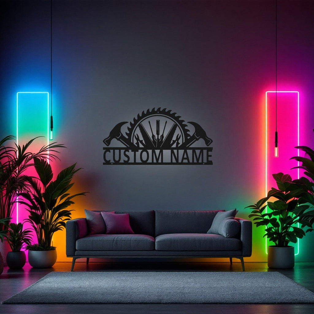 Custom Builder Metal Wall Art With Led Light, Personalized Builder Name Sign Decoration For Room, Builder Metal Led Decor, Custom Builder