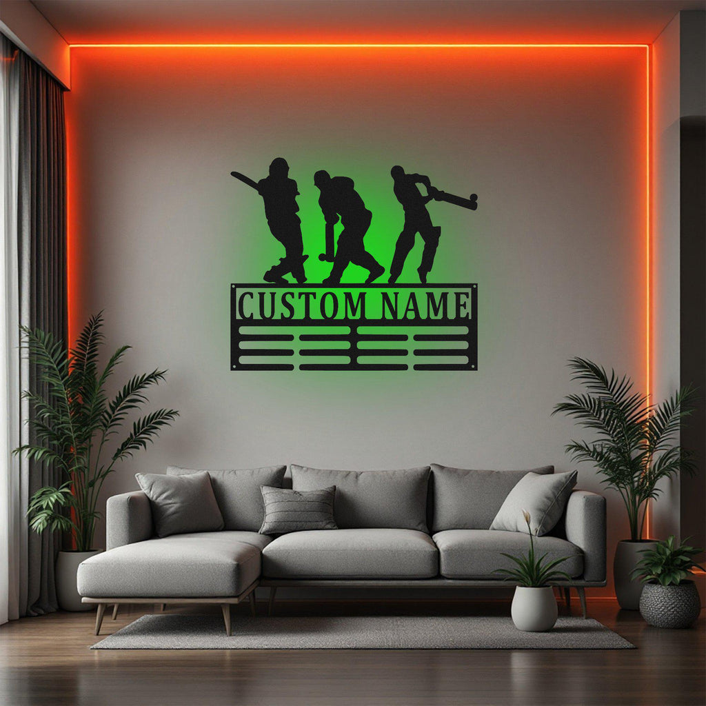 Custom Cricket Medal Holder Light, Personalized Cricket Player Name Medal Hanger, Cricket Medal Display Awards Sign, Custom Cricket Sign