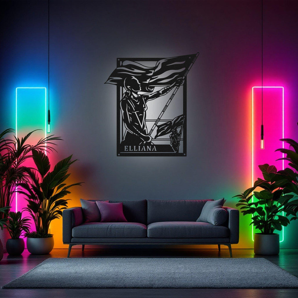 Custom Female Color Guard Signage Metal Wall Art With Led Light, Personalized Color Guard Name Sign Decoration, Color Guard Metal Led Decor
