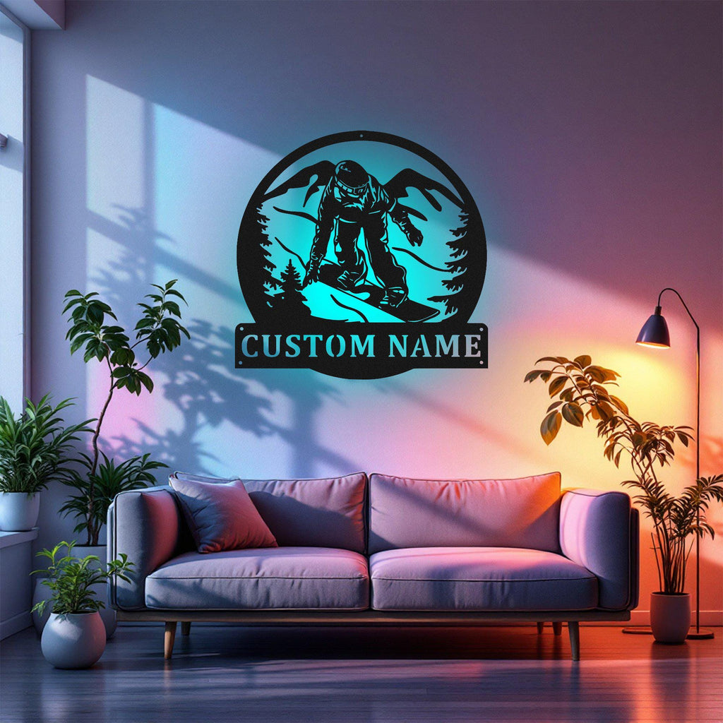 Custom Snowboarder Metal Wall Art With Led Light, Personalized Snowboarder Name Sign Decoration For Room, Snowboarder Home Decor,Snowboarder