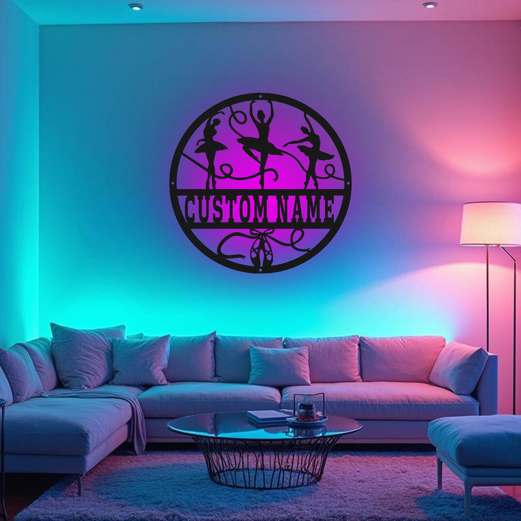 Custom Ballerin Metal Wall Art With Led Light, Personalized Ballet Dancer Name Sign Decoration For Room, Ballerin Metal Led Decor, Ballerin