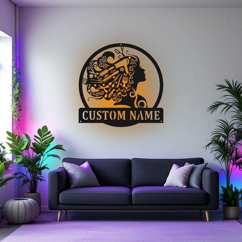Custom Beauty Salon Metal Sign, Personalized Beauty Salon Name Sign Decoration For Room, Beauty Salon Metal Led Decor