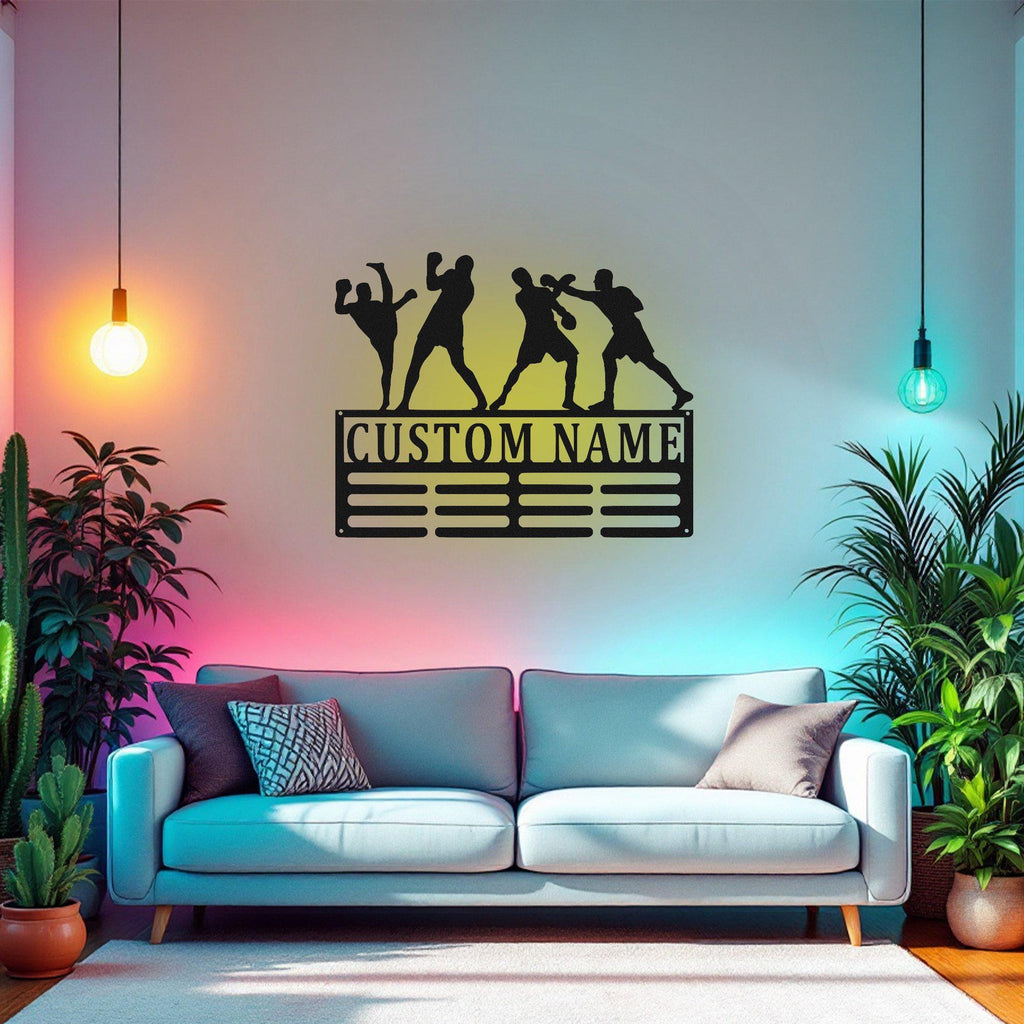 Custom Boxing Medal Holder Light, Personalized Boxing Player Name Medal Hanger, Boxing Medal Display Awards Sign, Custom Boxing Player