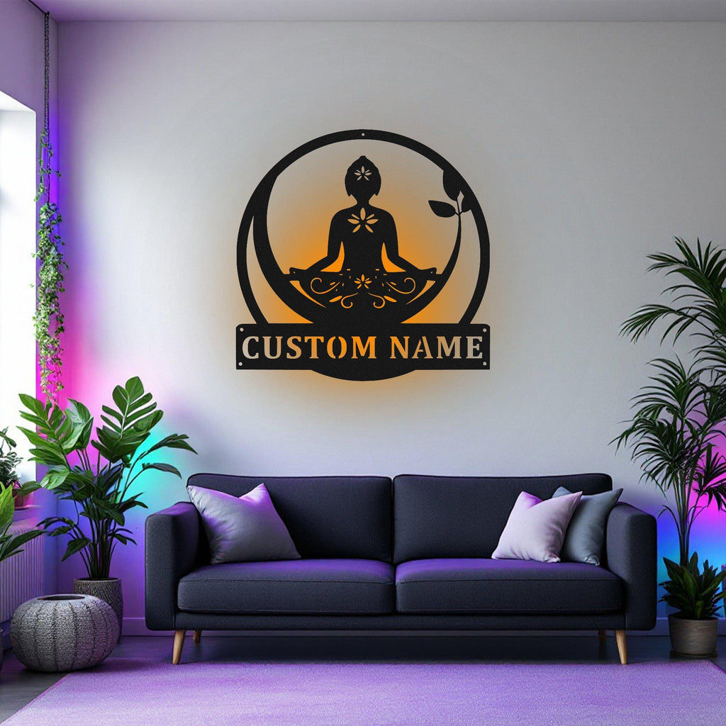 Custom Buddah Metal Wall Art With Led Light, Personalized Buddah Name Sign Decoration For Room, Buddah Metal Led Decor, Custom Buddah Decor