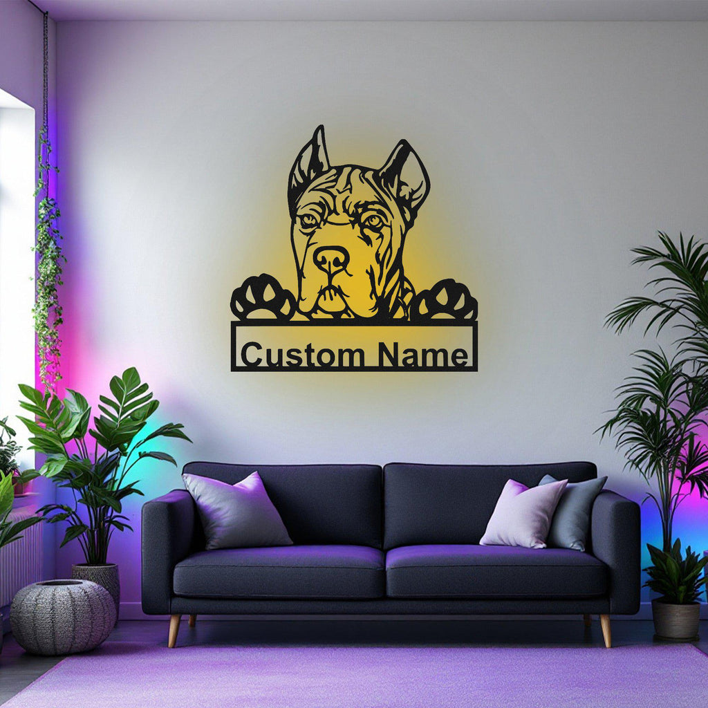 Custom Cane Corso Metal Wall Art With Led Light, Personalized Cane Corso Name Sign Decoration For Dog Room, Cane Corso Dog Metal Home Decor