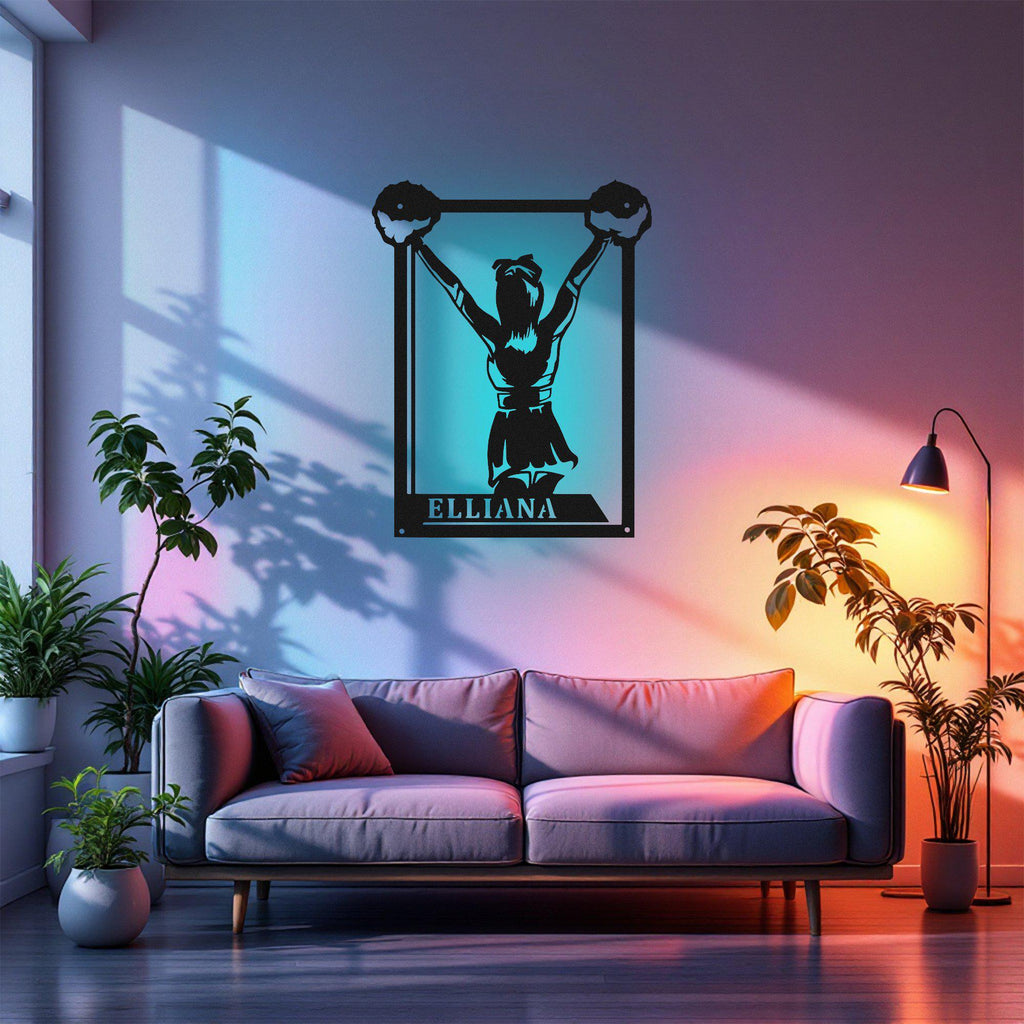 Custom Cheerleading Signage Metal Sign, Personalized Cheerleader Name Sign Decoration, Cheerleading Metal Led Decor
