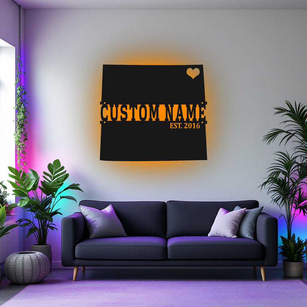Custom Colorado Map Metal Wall Art With Led Light, Personalized Colorado State Name Sign Decoration For Room, Born In Colorado Decor