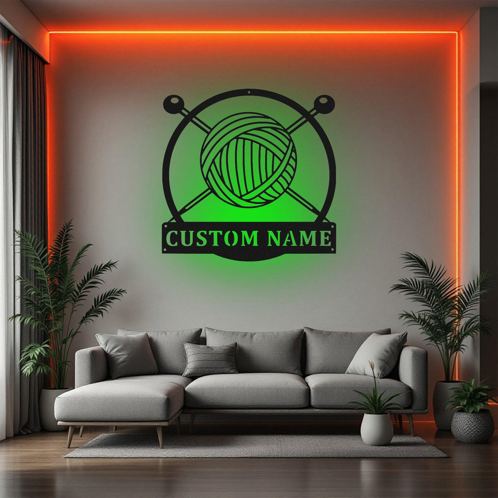 Custom Crochet Metal Wall Art With Led Light, Personalized Crochet Name Sign Decoration For Room, Crochet Metal Led Decor, Custom Crochet