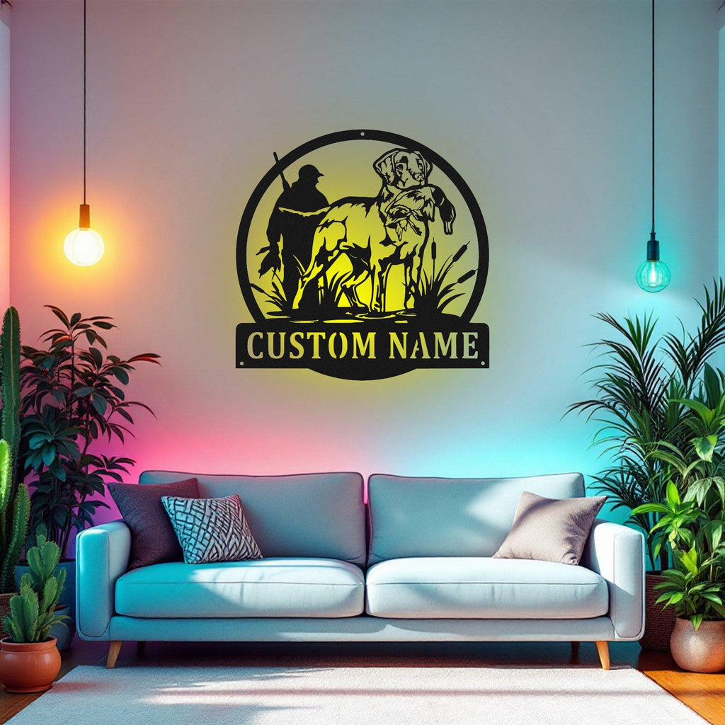Custom Duck Hunting Metal Sign, Personalized Duck Hunter Name Sign Decoration For Room, Duck Hunter Metal Led Decor