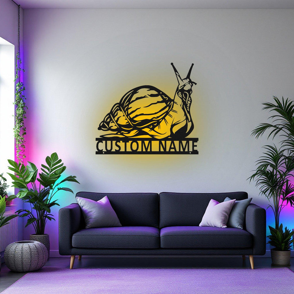 Custom Snail Metal Wall Art With Led Light, Personalized Snail Name Sign Decoration For Room, Snail Metal Led Decor, Custom Snail Name Sign
