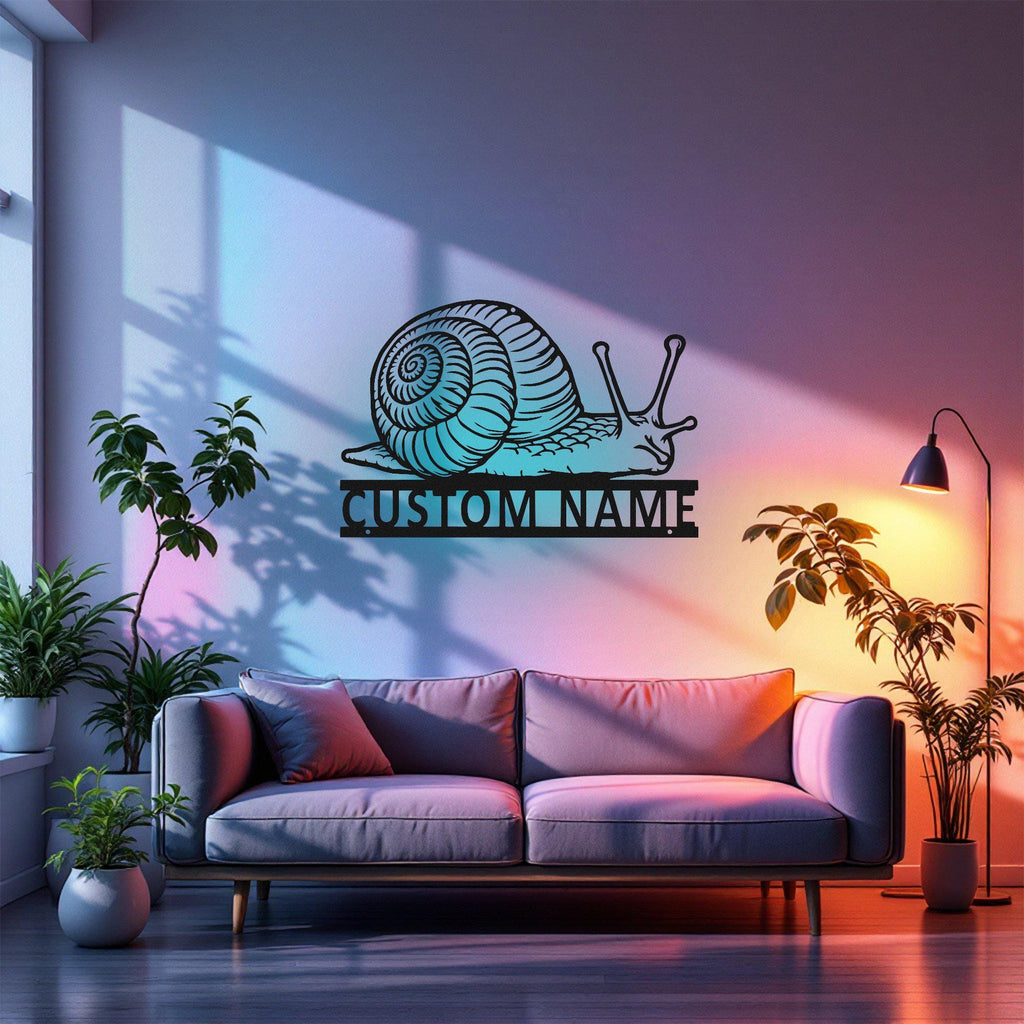 Custom Snail Metal Wall Art With Led Light, Personalized Snail Name Sign Decoration For Room, Snail Metal Led Decor, Custom Snail Name Sign