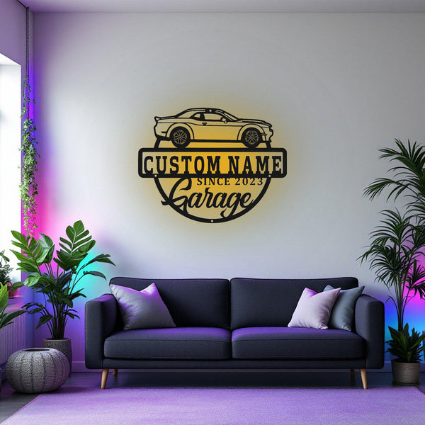 Personalized Car Garage Name Metal Sign, Custom Garage Name Laser Cut Metal Wall Art Plaque Man Cave Home Decor Dad's Gift