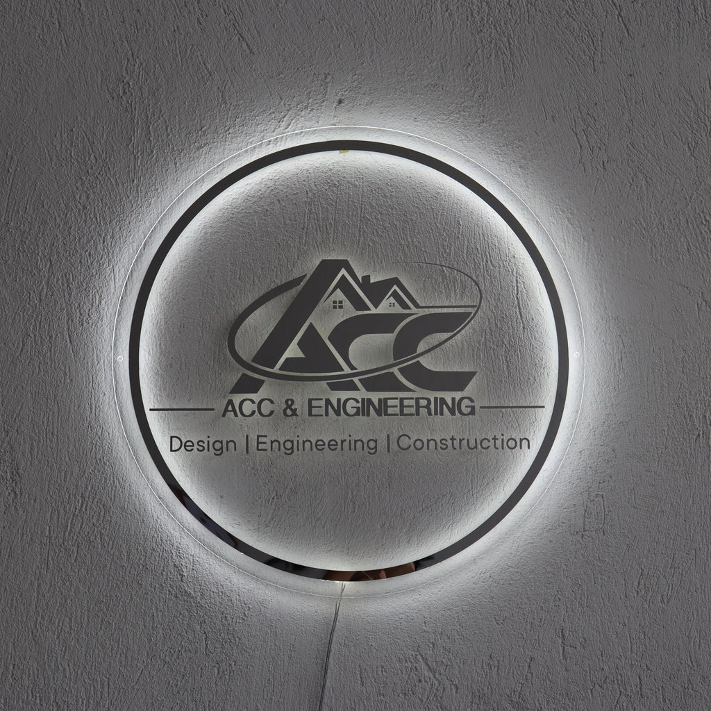 Custom Silver Neon Sign Business Logo, Backlit Acrylic Sign, Personalized Business Name Sign, Salon Wall Decor, Office Sign, Storefront Sign