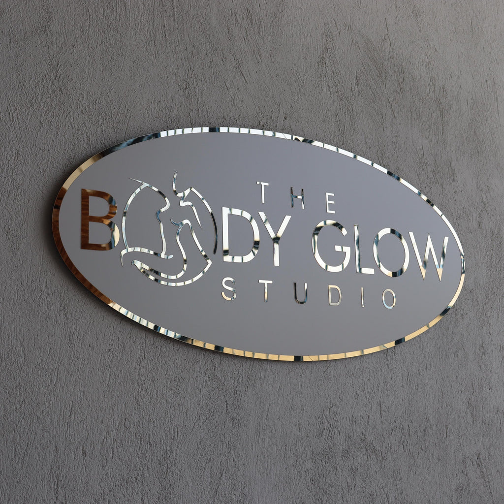 Business Mirror Logo Sign, Custom 3D Acrylic Sign, Modern Office Wall Decor, Personalized Company Logo, Reception Desk Sign