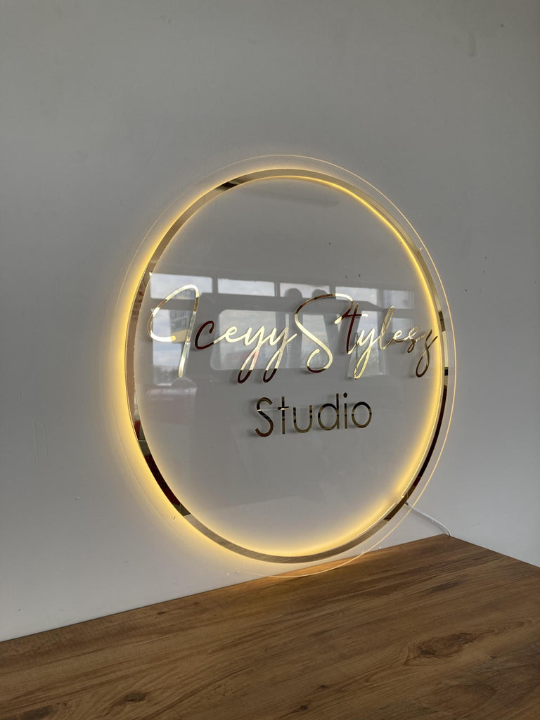 Custom 3D Business Logo Sign, Backlit Acrylic Sign, Personalized Business Name Sign, Salon Wall Decor, Office Sign, Storefront Sign