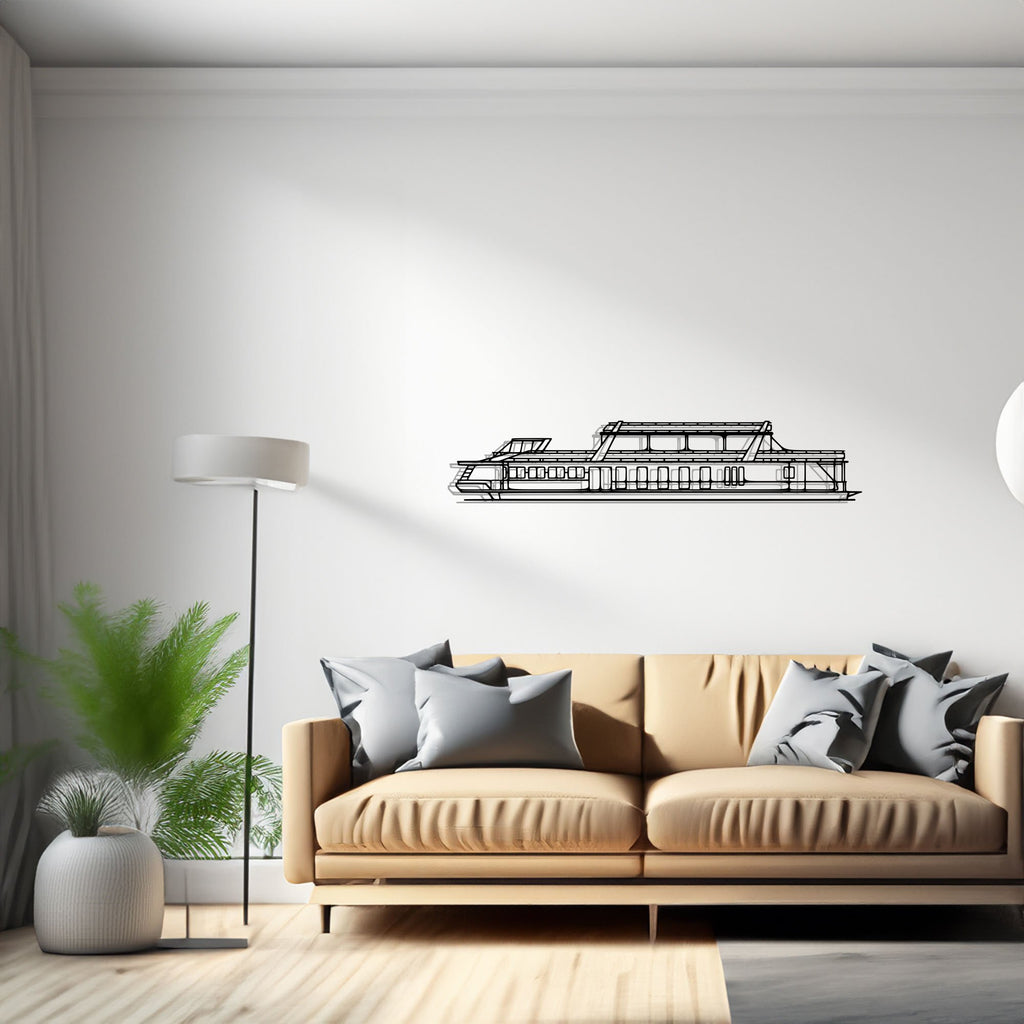 Houseboat Sailboat, Yacht, Speedboat, Silhouette Metal Wall Art