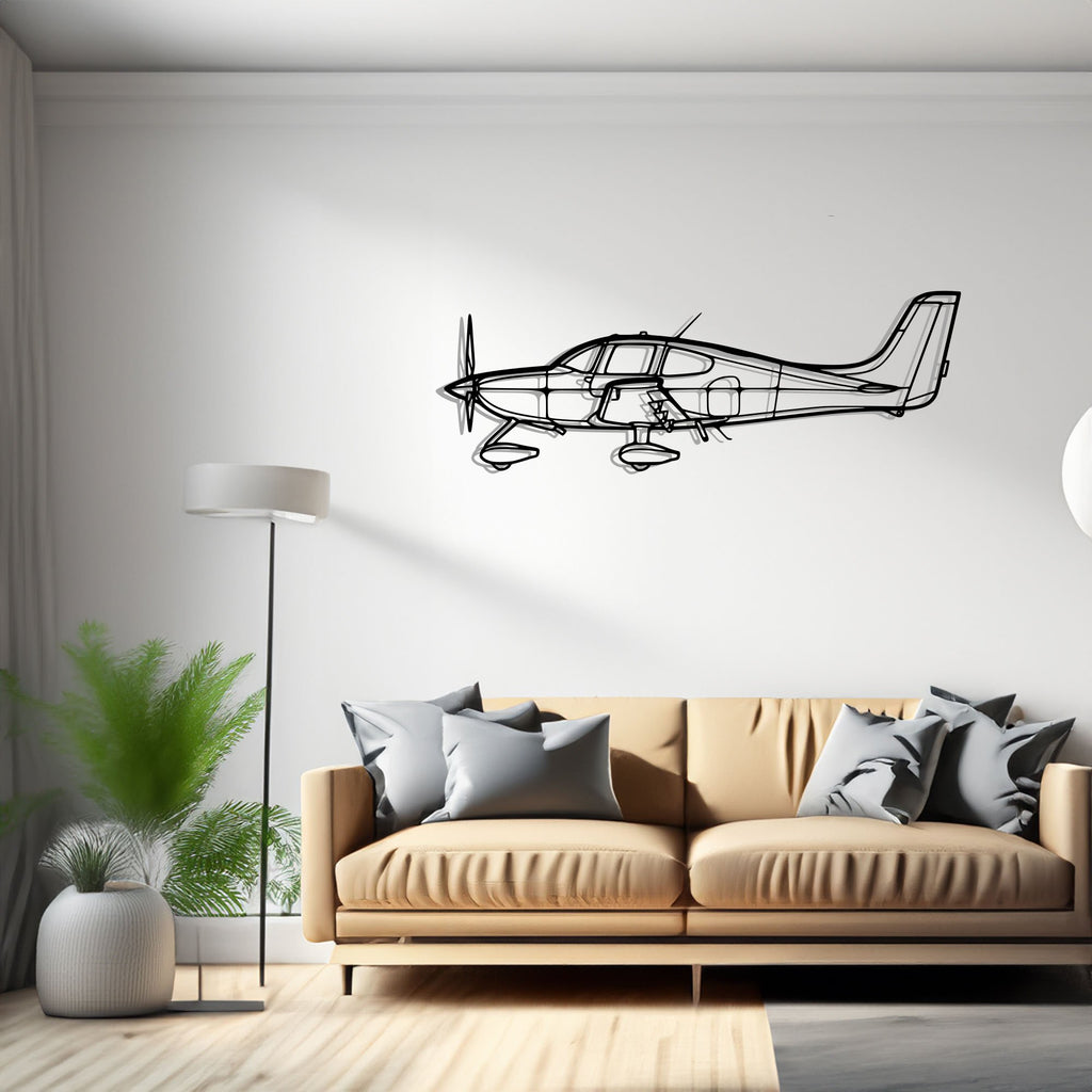 SR22 Airplane Silhouette Metal Wall Art Decor