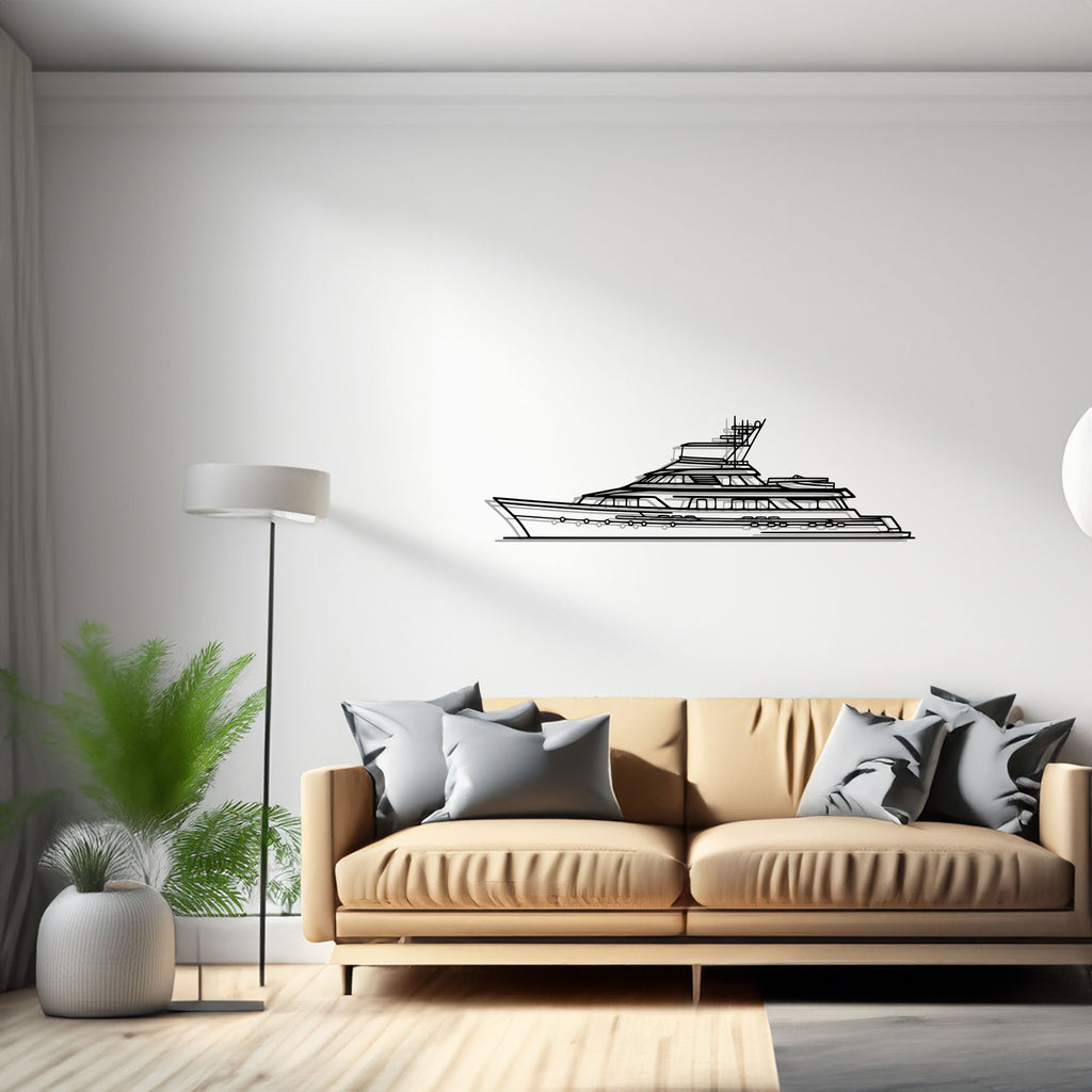 Tri Deck 132 Sailboat, Yacht, Speedboat, Silhouette Metal Wall Art