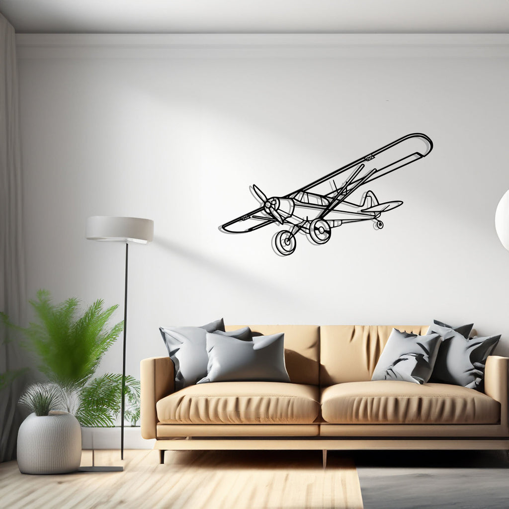 Super Cub Airplane Silhouette Metal Wall Art Decor