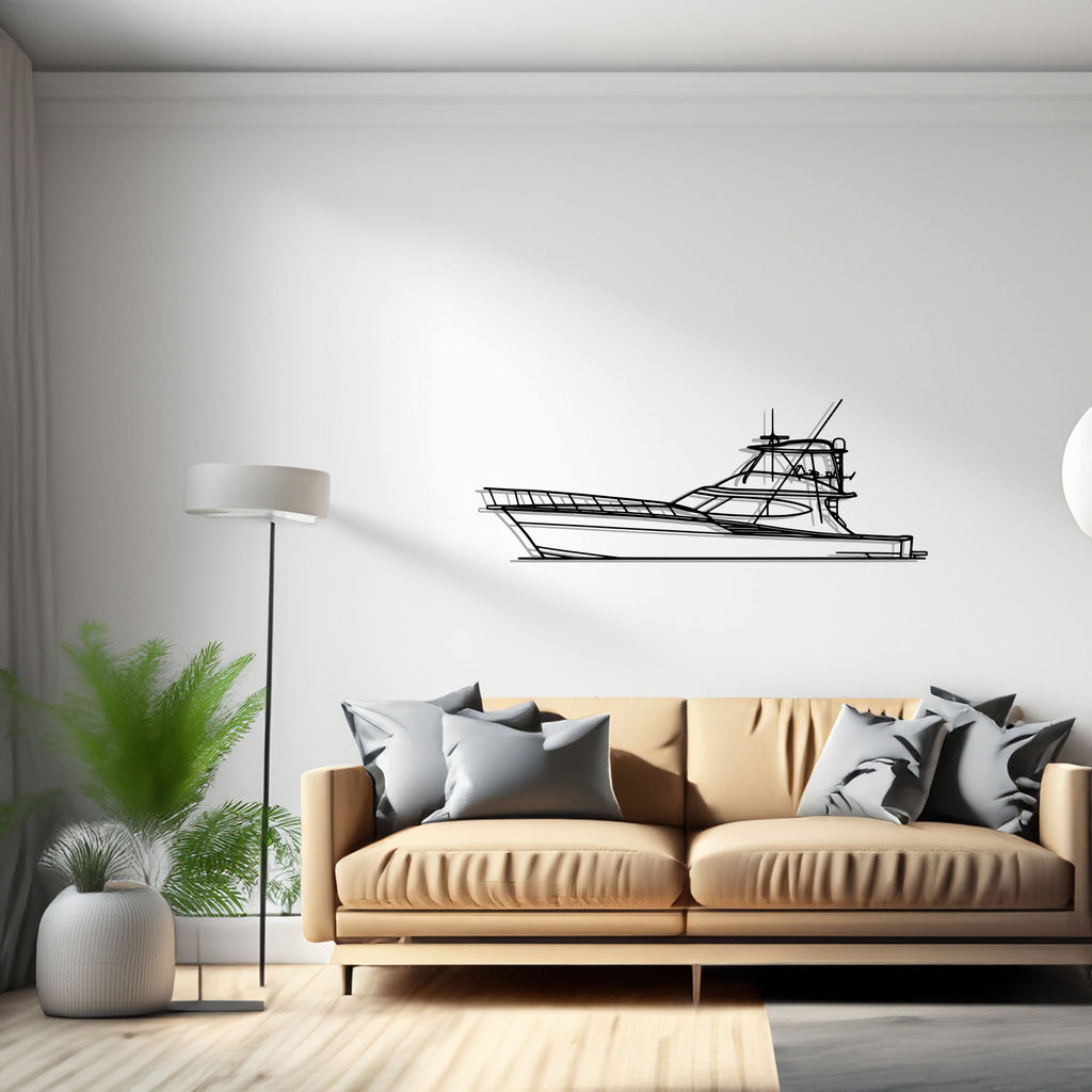 GT65 Carolina Sailboat, Yacht, Speedboat, Silhouette Metal Wall Art