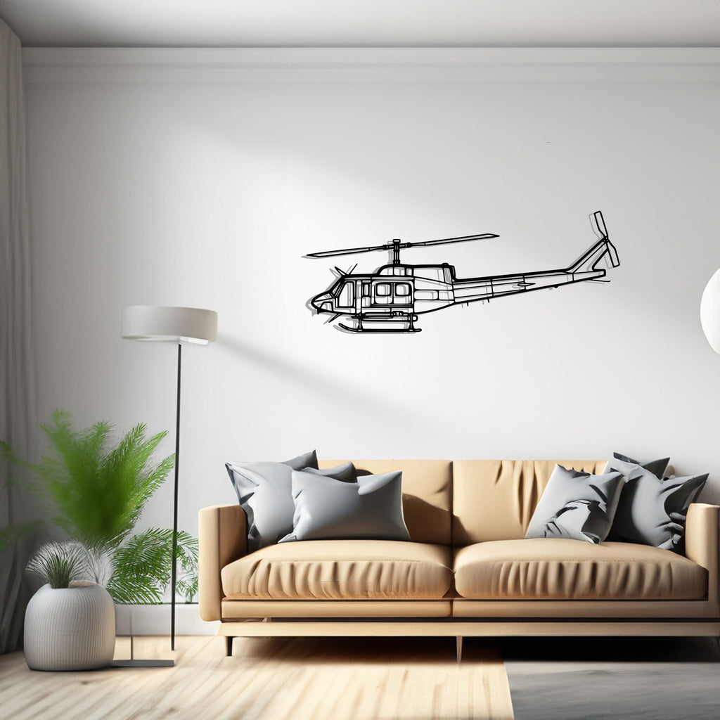 Bell 212 Airplane Silhouette Metal Wall Art Decor