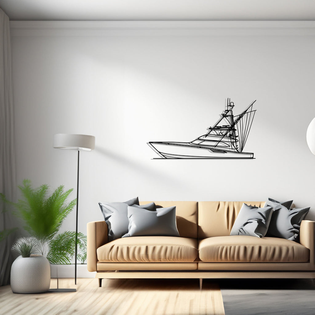 70 Convertible Sailboat, Yacht, Speedboat, Silhouette Metal Wall Art