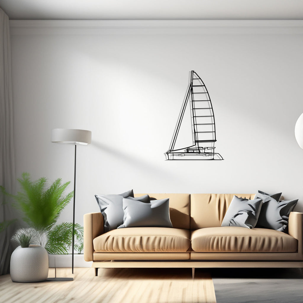 450 Front Sailboat, Yacht, Speedboat, Silhouette Metal Wall Art