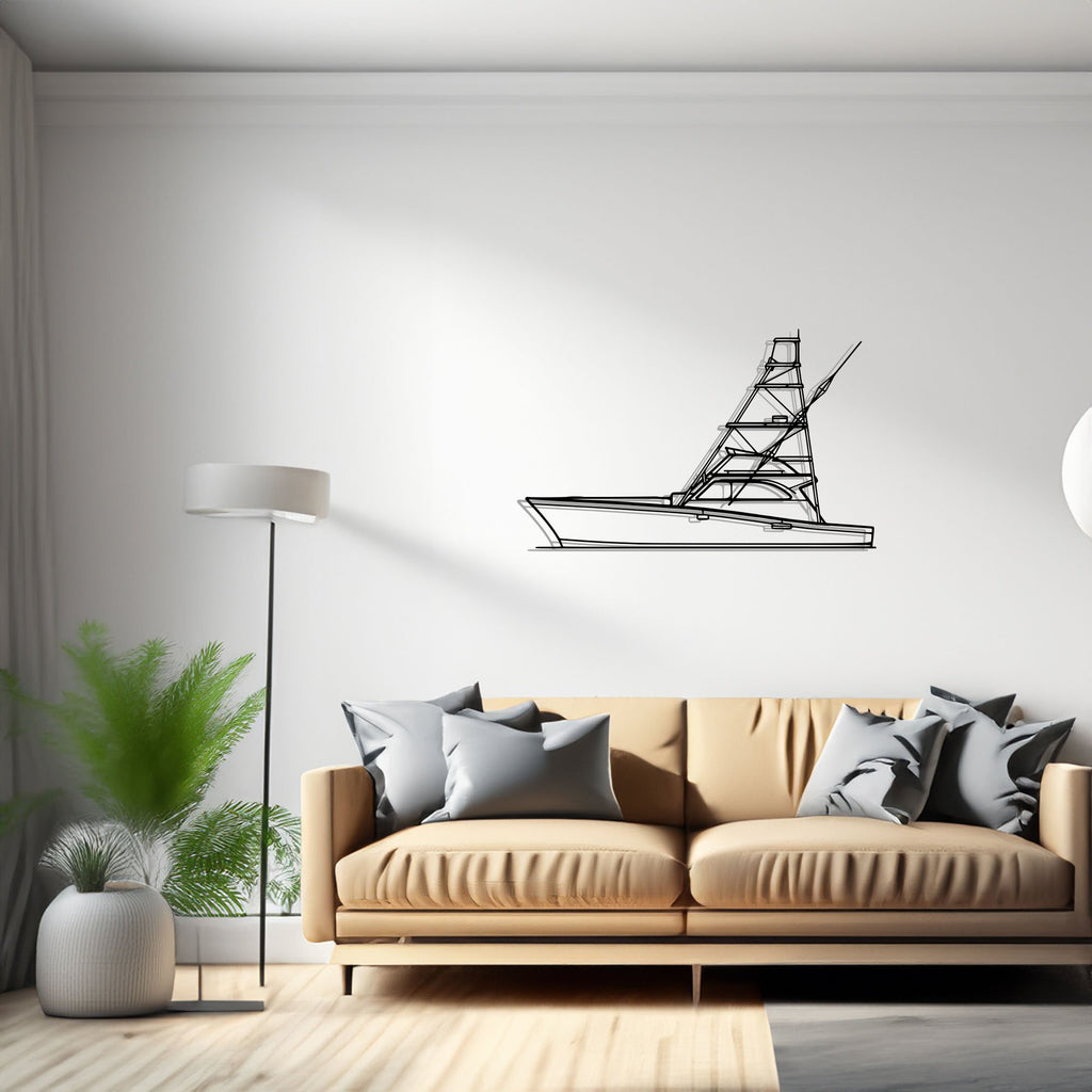 Sportfish 46 Sailboat, Yacht, Speedboat, Silhouette Metal Wall Art