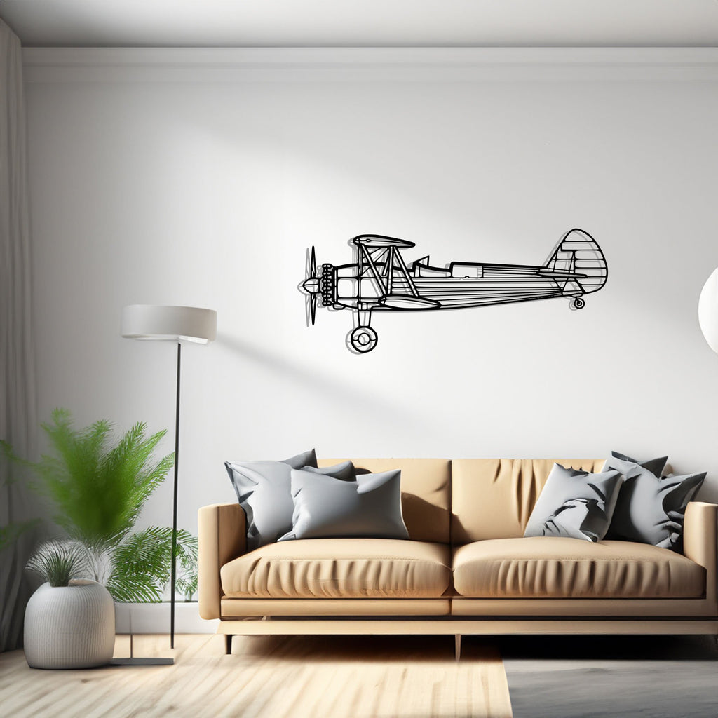 Stearman 75 Airplane Silhouette Metal Wall Art Decor