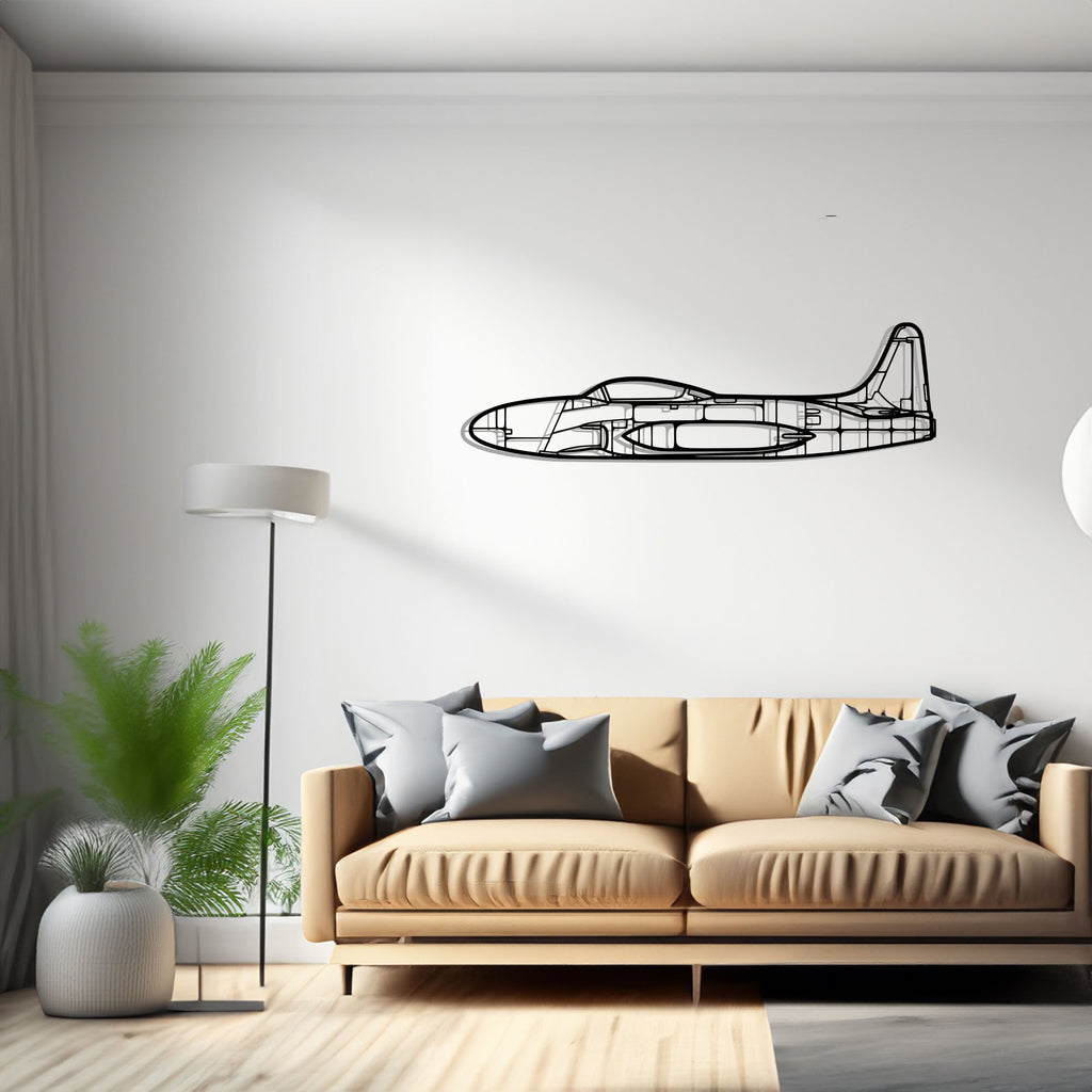 T33 Airplane Silhouette Metal Wall Art Decor