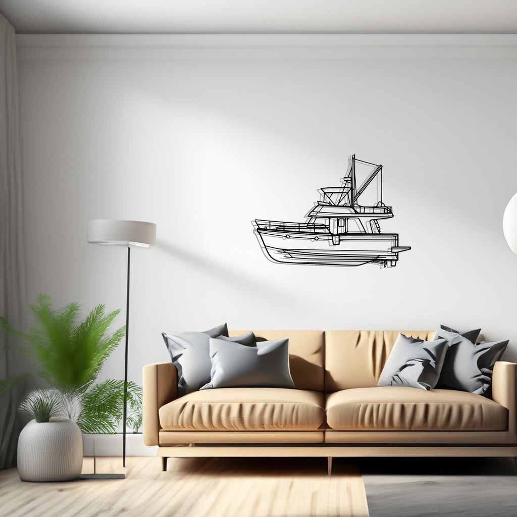 Swift Trawler 34 Sailboat, Yacht, Speedboat, Silhouette Metal Wall Art