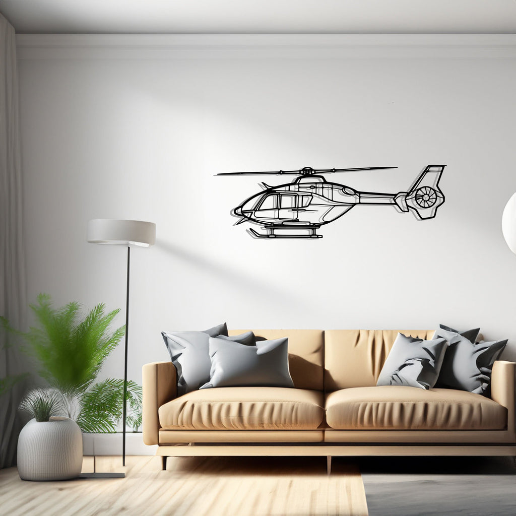 EC135T2 Airplane Silhouette Metal Wall Art Decor