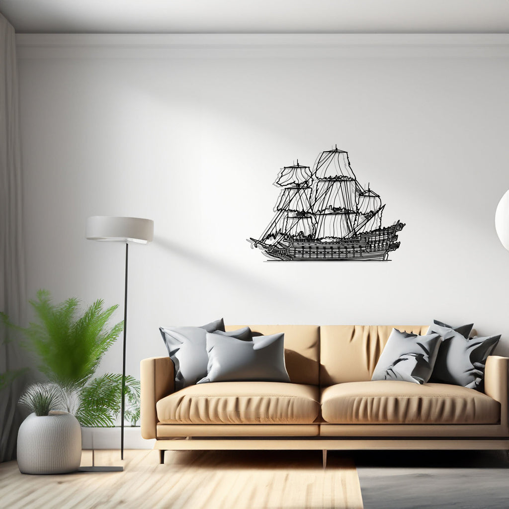 Flying Dutchman Sailboat, Yacht, Speedboat, Silhouette Metal Wall Art