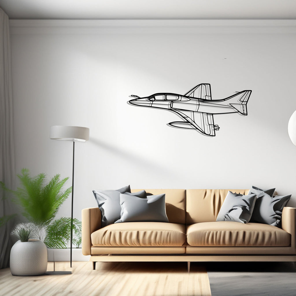 TA-4J Skyhawk Angle Airplane Silhouette Metal Wall Art Decor