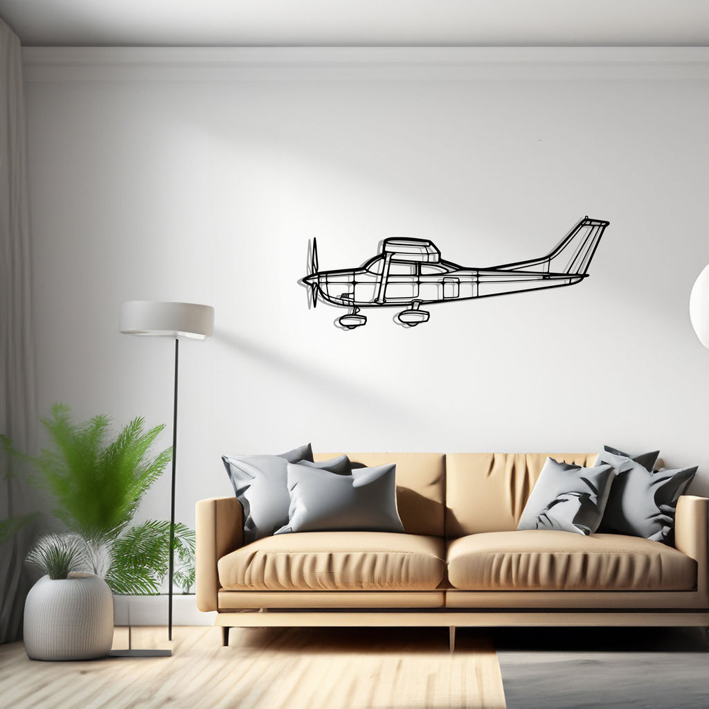 182P Skylane Airplane Silhouette Metal Wall Art Decor