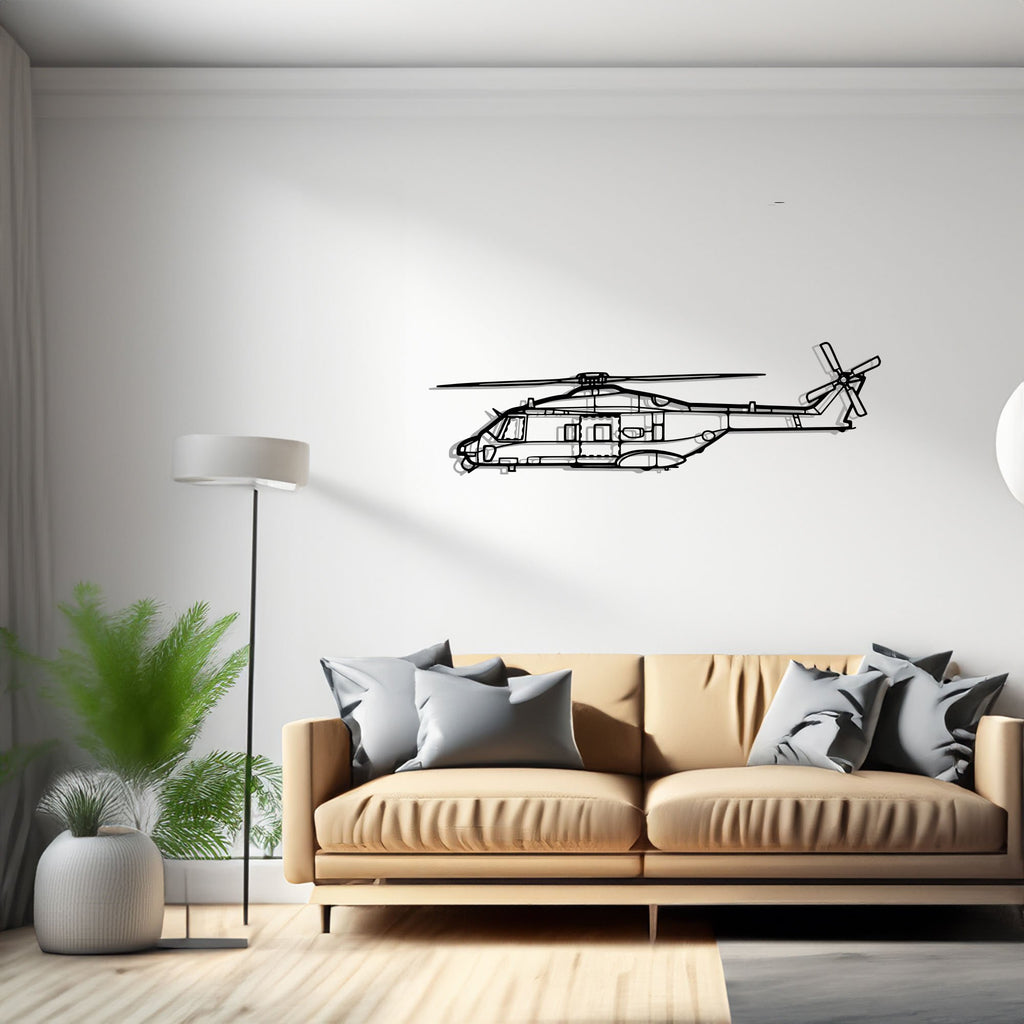 NH90 TTH Airplane Silhouette Metal Wall Art Decor