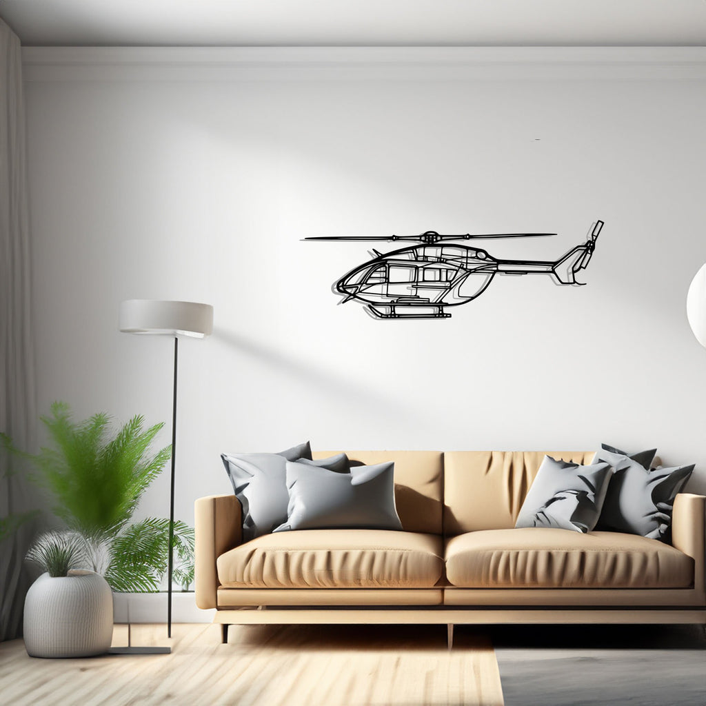 EC-145 Airplane Silhouette Metal Wall Art Decor