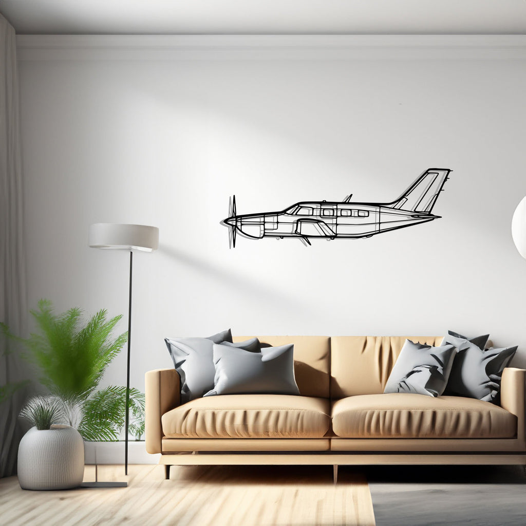 PA-46-350P Malibu Mirage Airplane Silhouette Metal Wall Art Decor