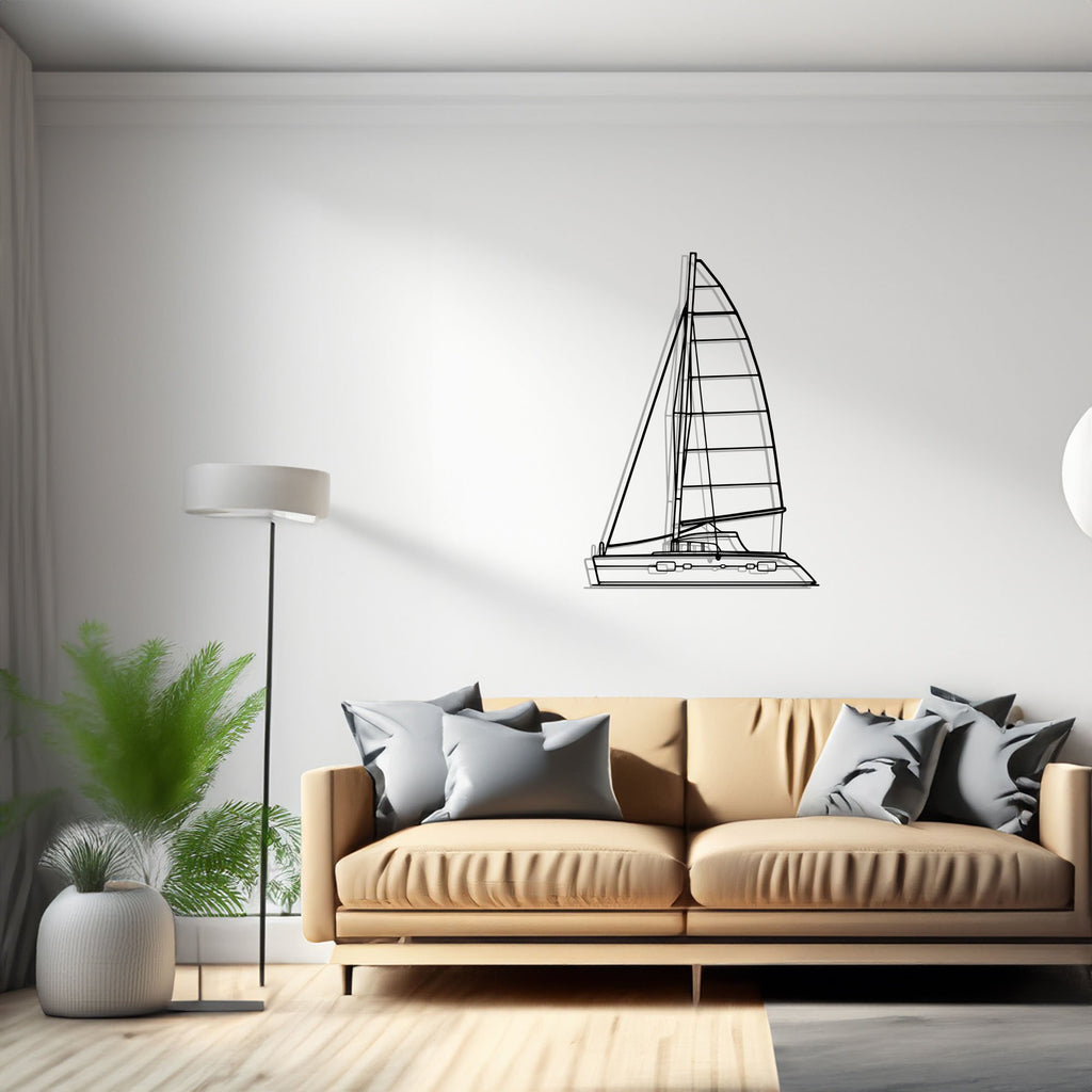 380 Front Sailboat, Yacht, Speedboat, Silhouette Metal Wall Art