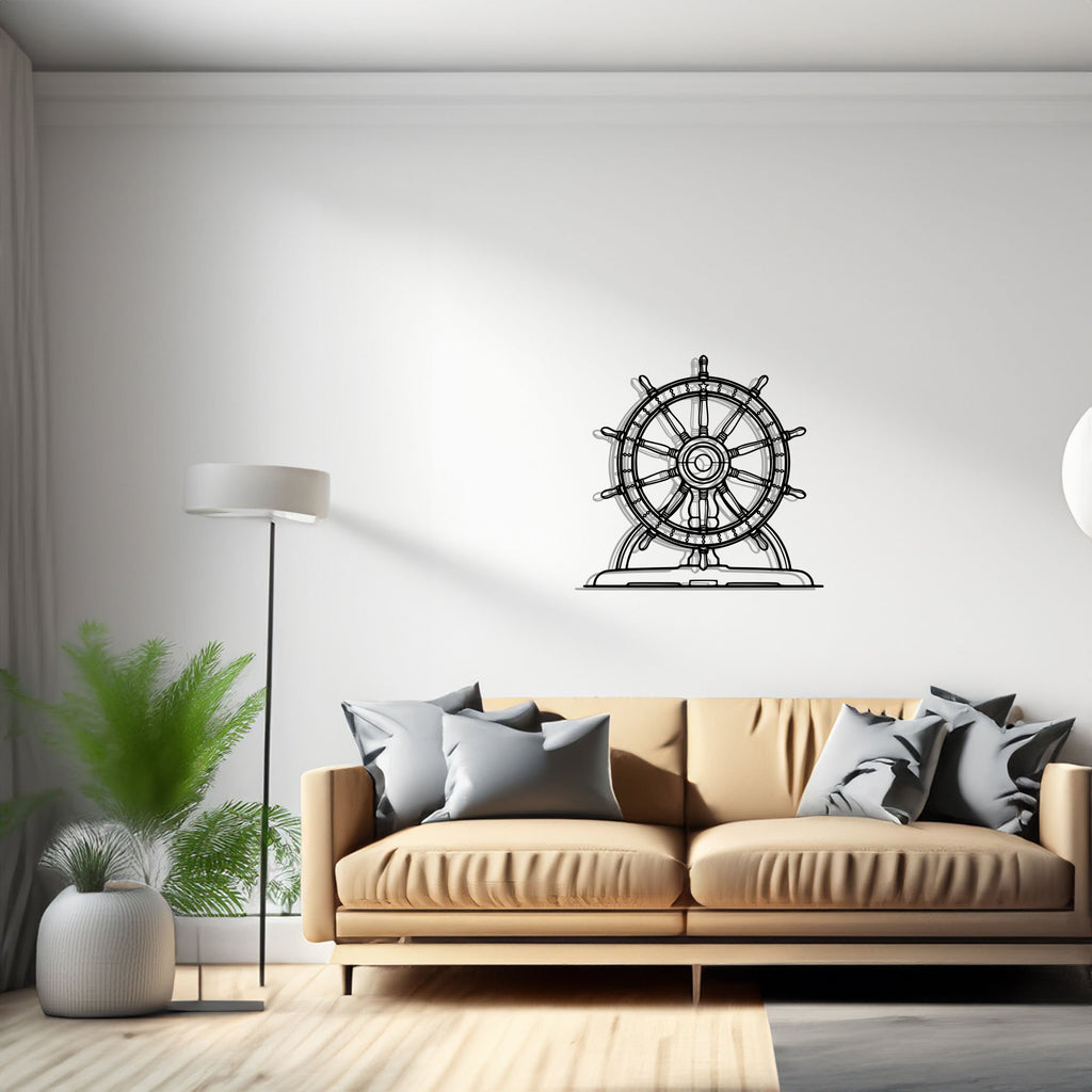 USS Constitution Wheel Sailboat, Yacht, Speedboat, Silhouette Metal Wall Art