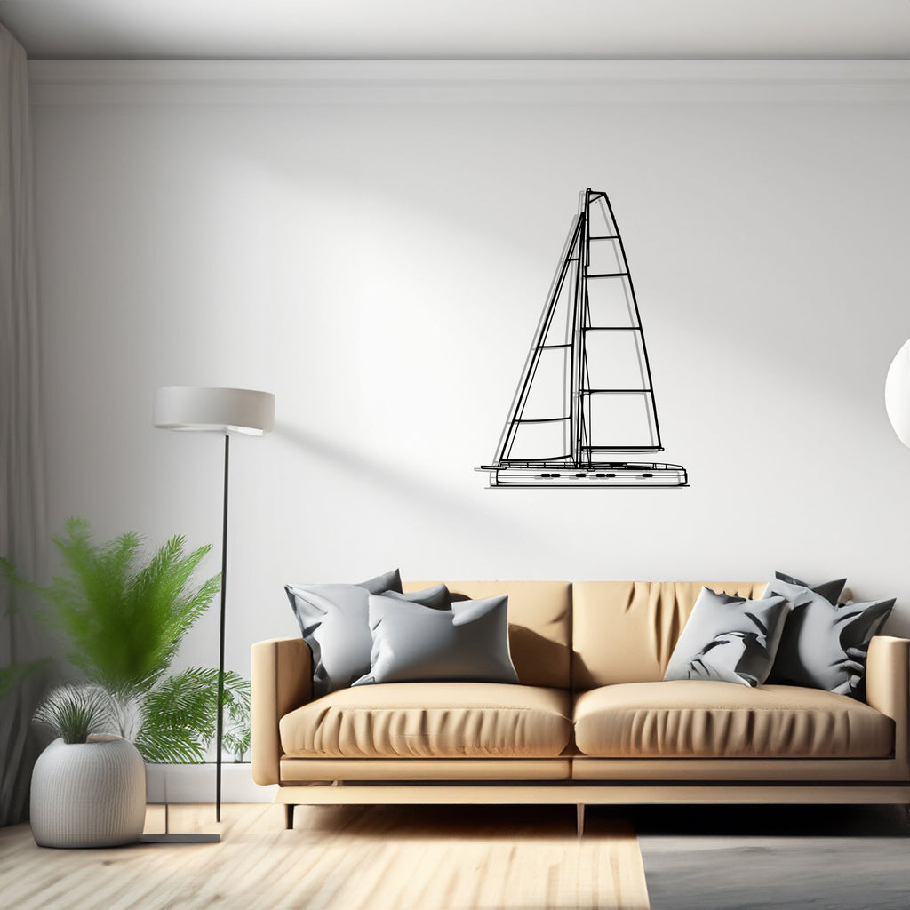 Y7 Front Sailboat, Yacht, Speedboat, Silhouette Metal Wall Art