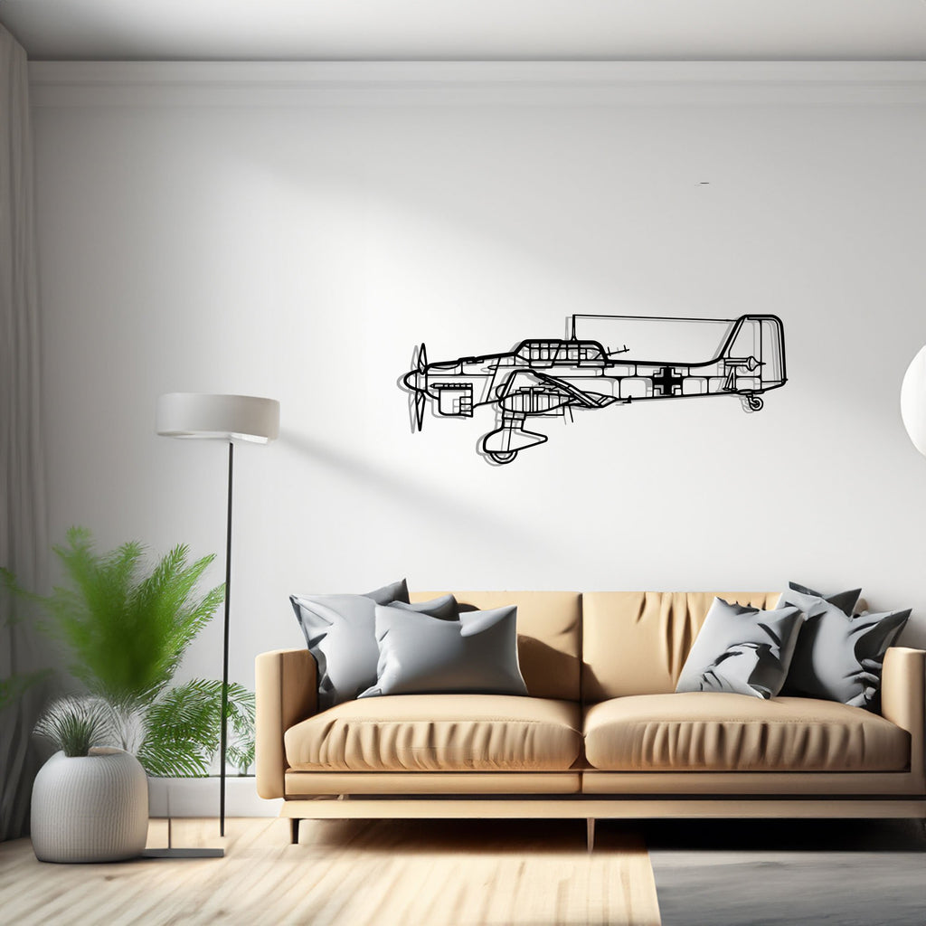 Stuka JU-87 Airplane Silhouette Metal Wall Art Decor