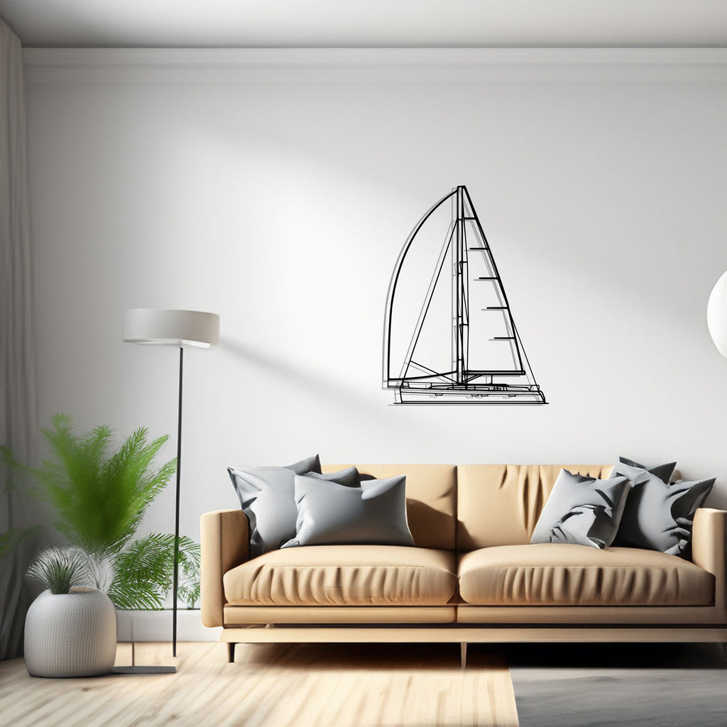 Cruiser 46 Front Sailboat, Yacht, Speedboat, Silhouette Metal Wall Art