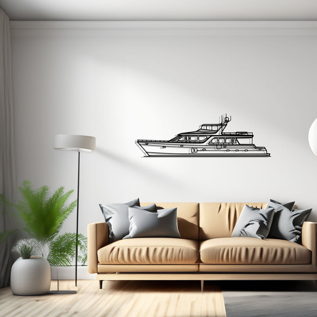 Pilothouse 80 Sailboat, Yacht, Speedboat, Silhouette Metal Wall Art