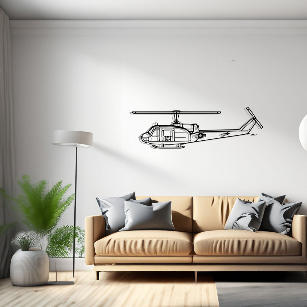 UH-1-Med Huey Airplane Silhouette Metal Wall Art Decor