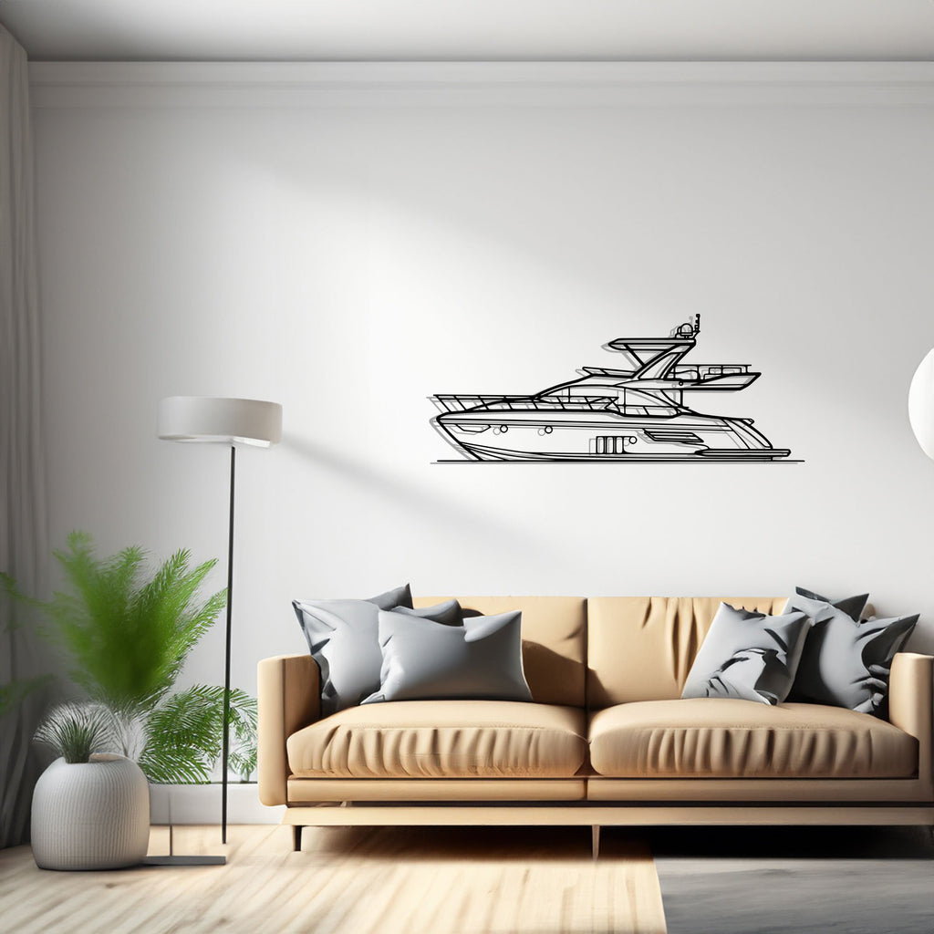 50 Flybridge Sailboat, Yacht, Speedboat, Silhouette Metal Wall Art